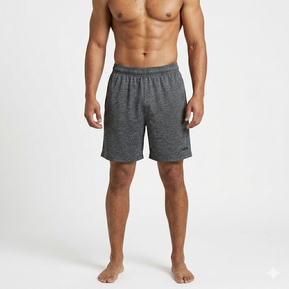 Mitre Men's Gray Elastic Waist Athletic Activewear Gym Shorts Size L Large